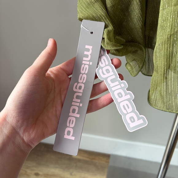 Missguided Green Metallic Tiered Ruffle Mini Dress - Picture 8 of 11